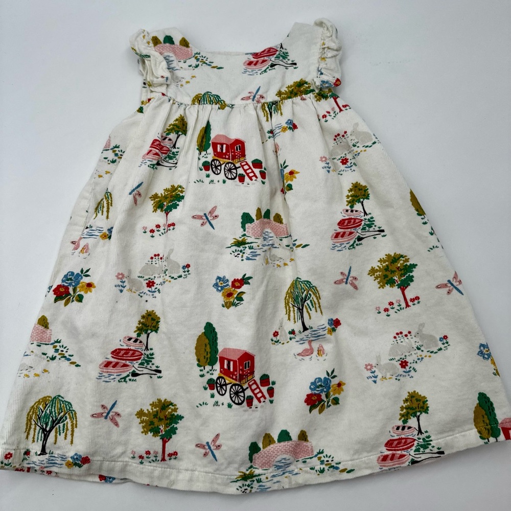 Baby Boden Wind in the Willow Soft Cord dress 12-18 months